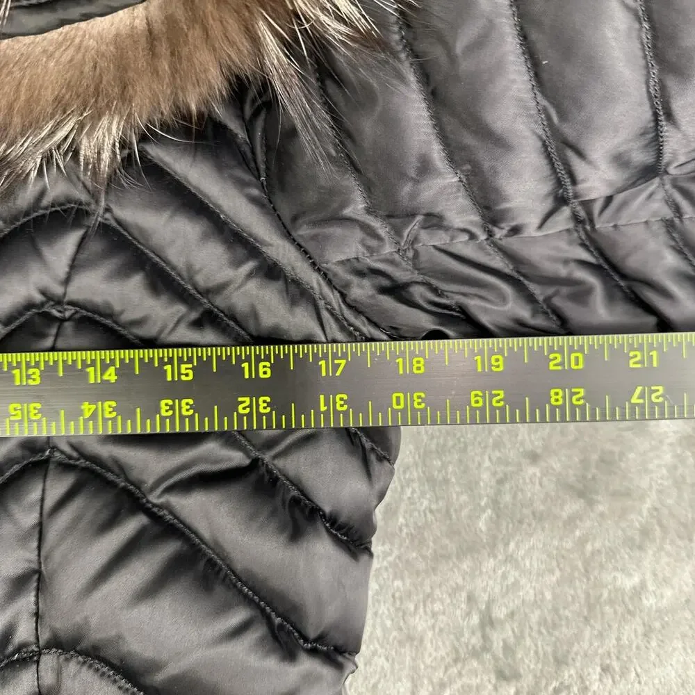 Y2K Athabasca Softwear Women’s Black Duck Down Faux Fur Hood Puffer Coat Small - Picture 6 of 7